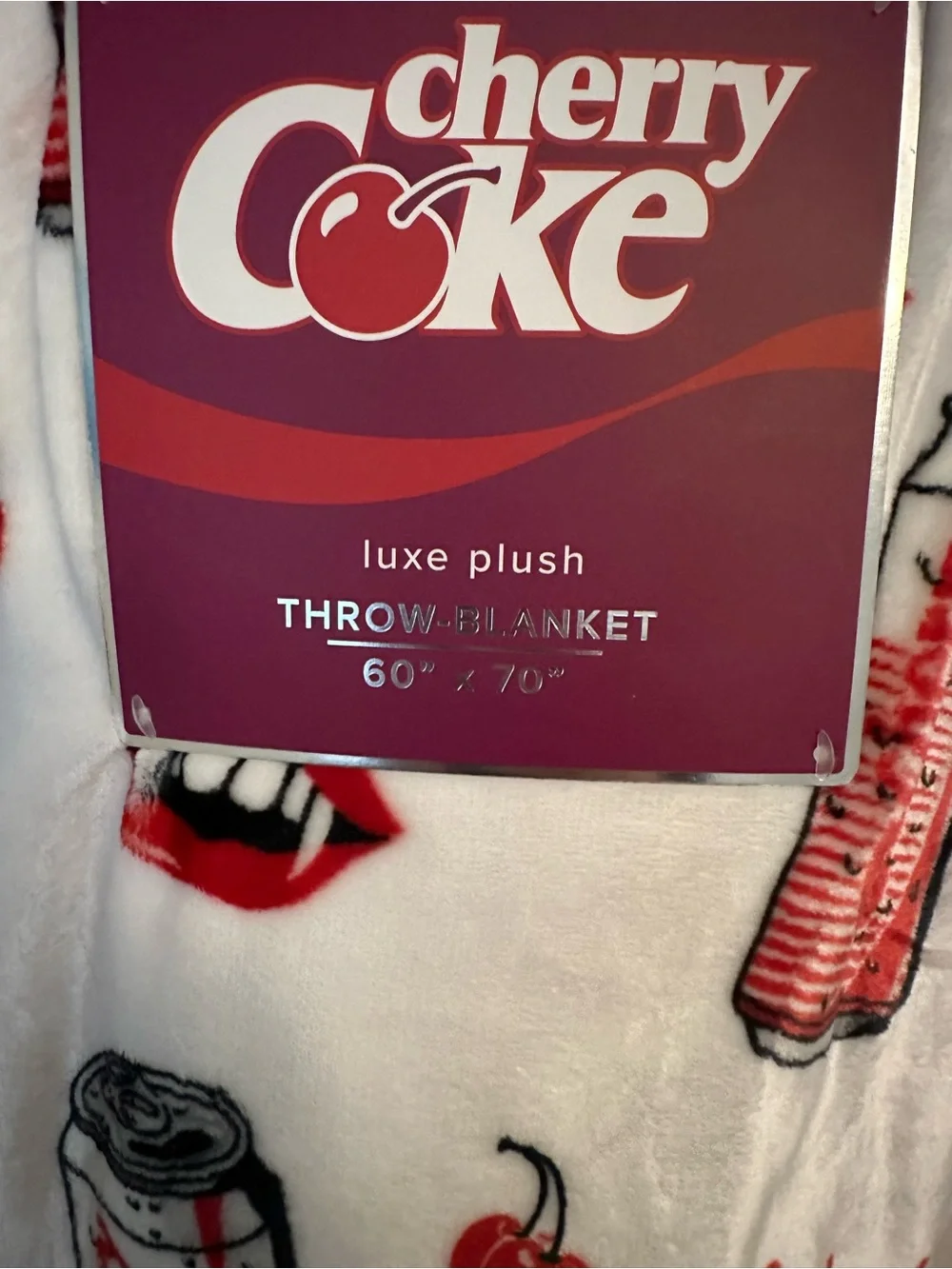 Coca Cola Cherry Plush Throw Blanket Halloween fangs